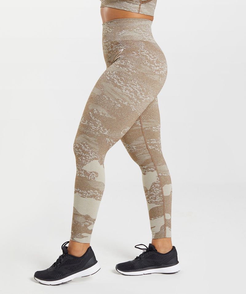 Women's Gymshark Adapt Camo Seamless Leggings Grey Brown | USA  7302-KNVAH