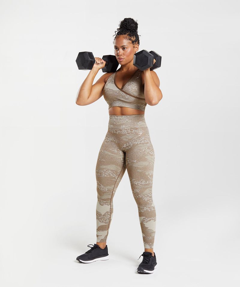 Women's Gymshark Adapt Camo Seamless Leggings Grey Brown | USA  7302-KNVAH