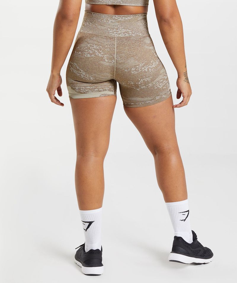 Women's Gymshark Adapt Camo Seamless Shorts Grey Brown | USA  0489-NOEKA