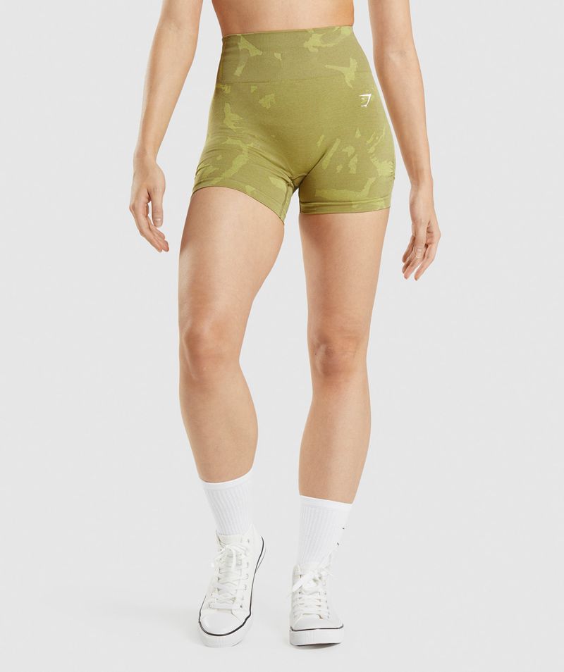 Women\'s Gymshark Adapt Camo Seamless Shorts Green | USA  4582-HAZJI