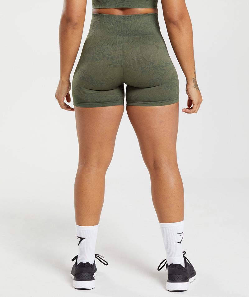 Women's Gymshark Adapt Camo Seamless Shorts Olive | USA  5723-TNJUC