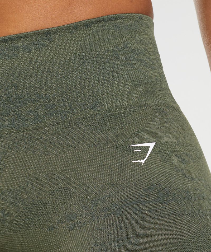 Women's Gymshark Adapt Camo Seamless Shorts Olive | USA  5723-TNJUC