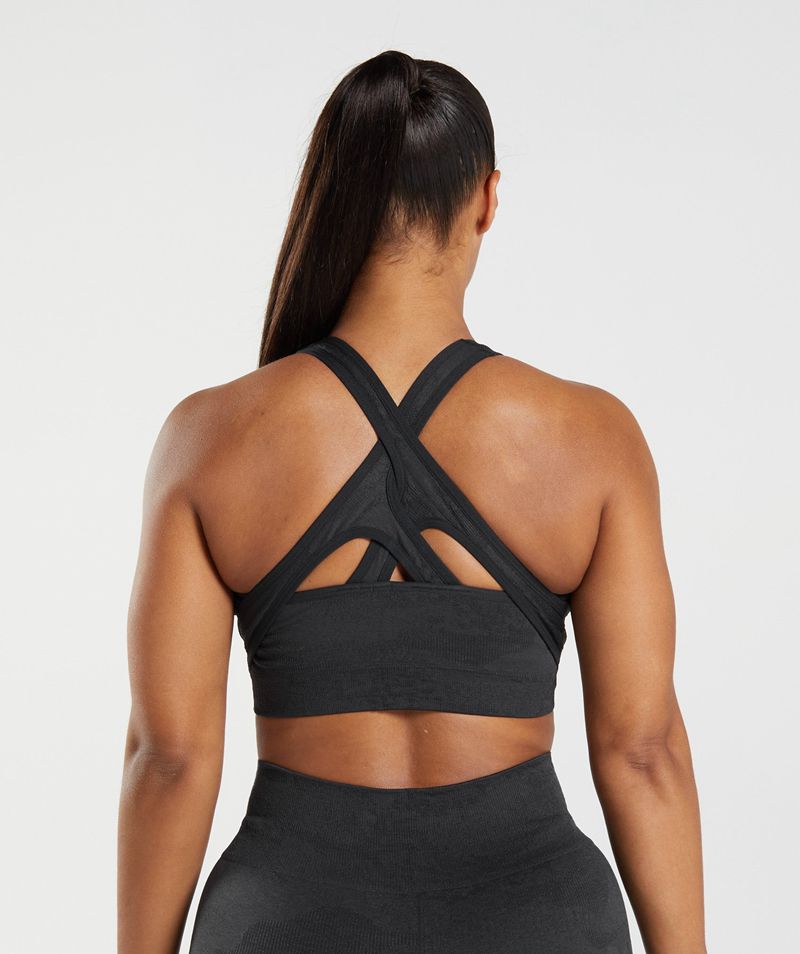 Women's Gymshark Adapt Camo Seamless Sports Bra Black | USA  3190-XYWFC