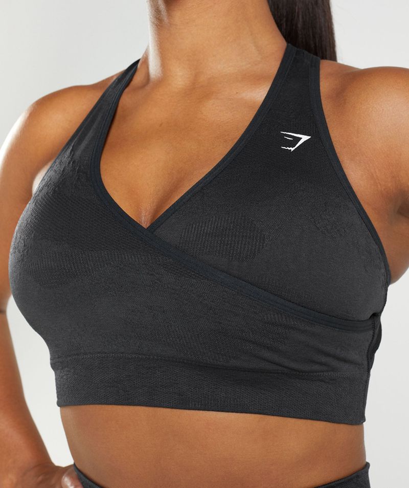 Women's Gymshark Adapt Camo Seamless Sports Bra Black | USA  3190-XYWFC