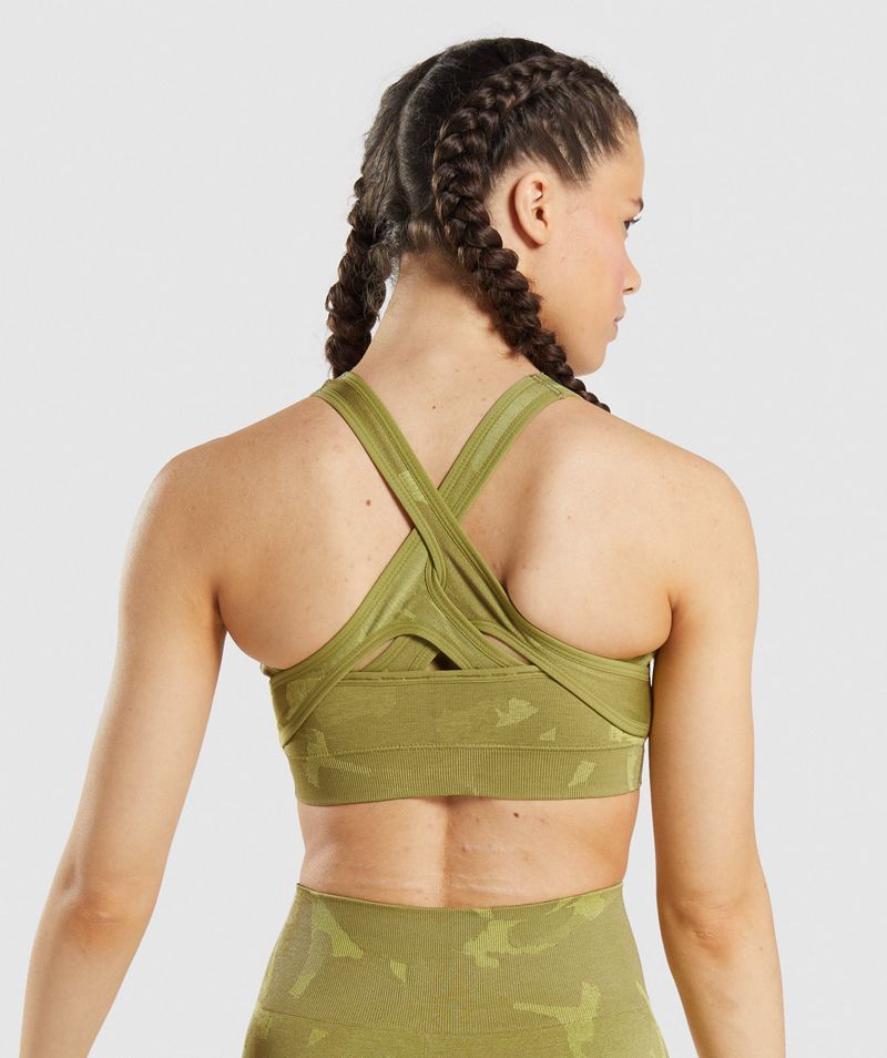 Women's Gymshark Adapt Camo Seamless Sports Bra Green | USA  3472-XNCDJ