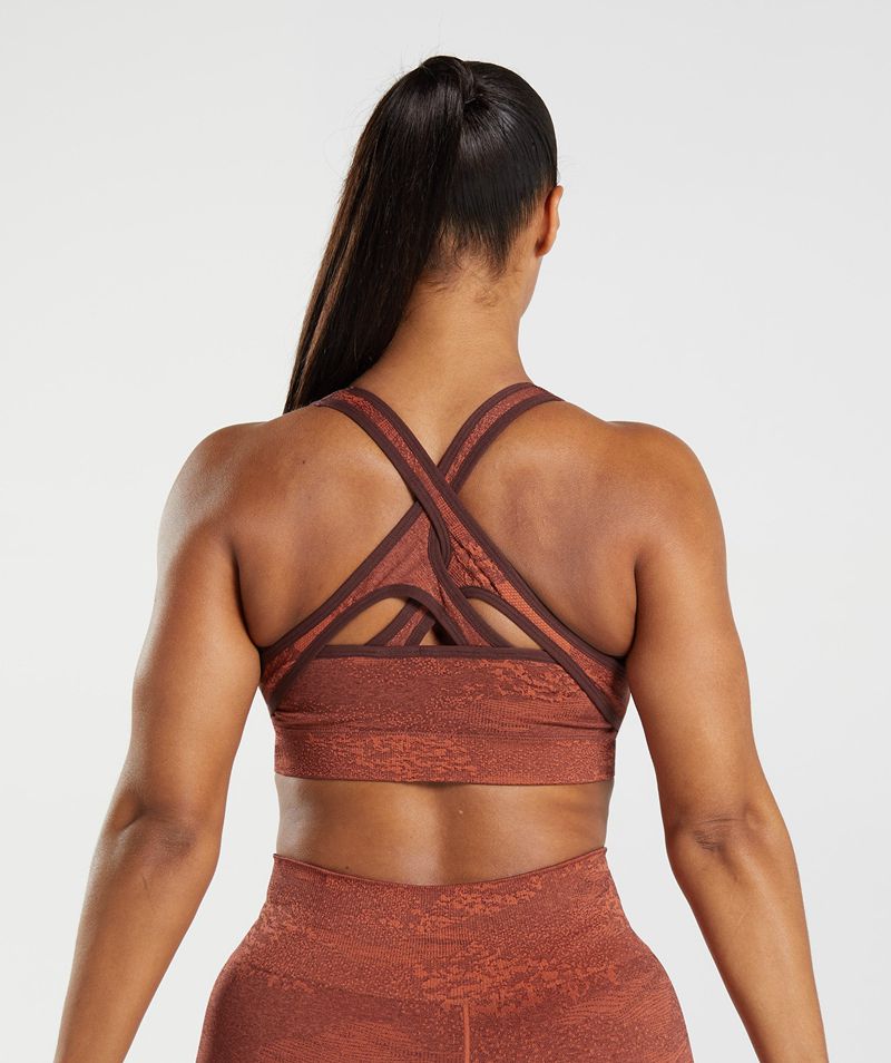 Women's Gymshark Adapt Camo Seamless Sports Bra Brown | USA  6951-UGNCQ