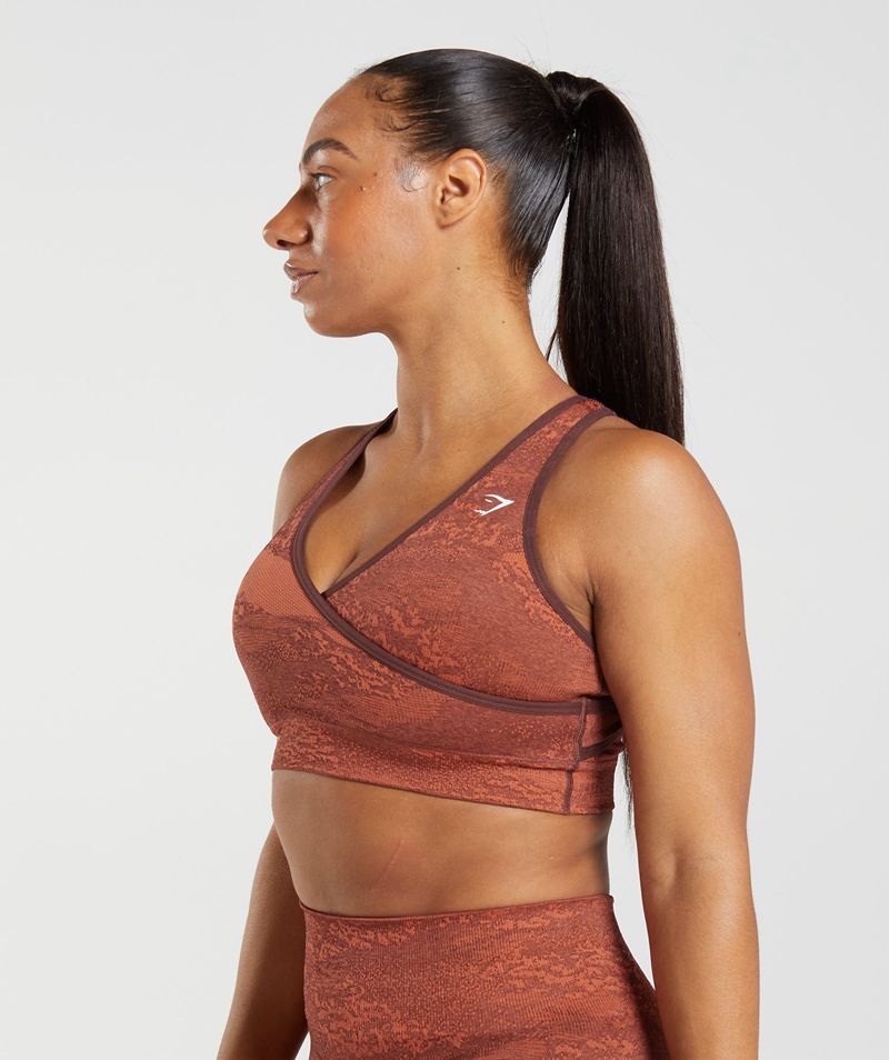 Women's Gymshark Adapt Camo Seamless Sports Bra Brown | USA  6951-UGNCQ