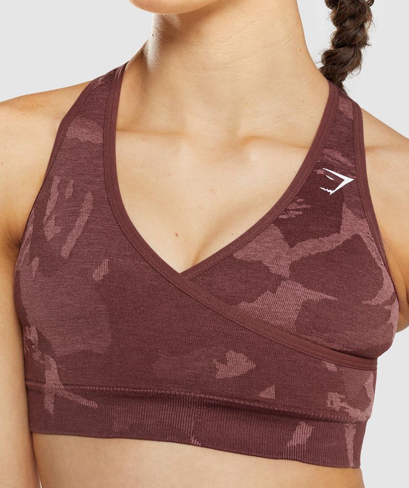 Women's Gymshark Adapt Camo Seamless Sports Bra Brown | USA  7301-UJZED