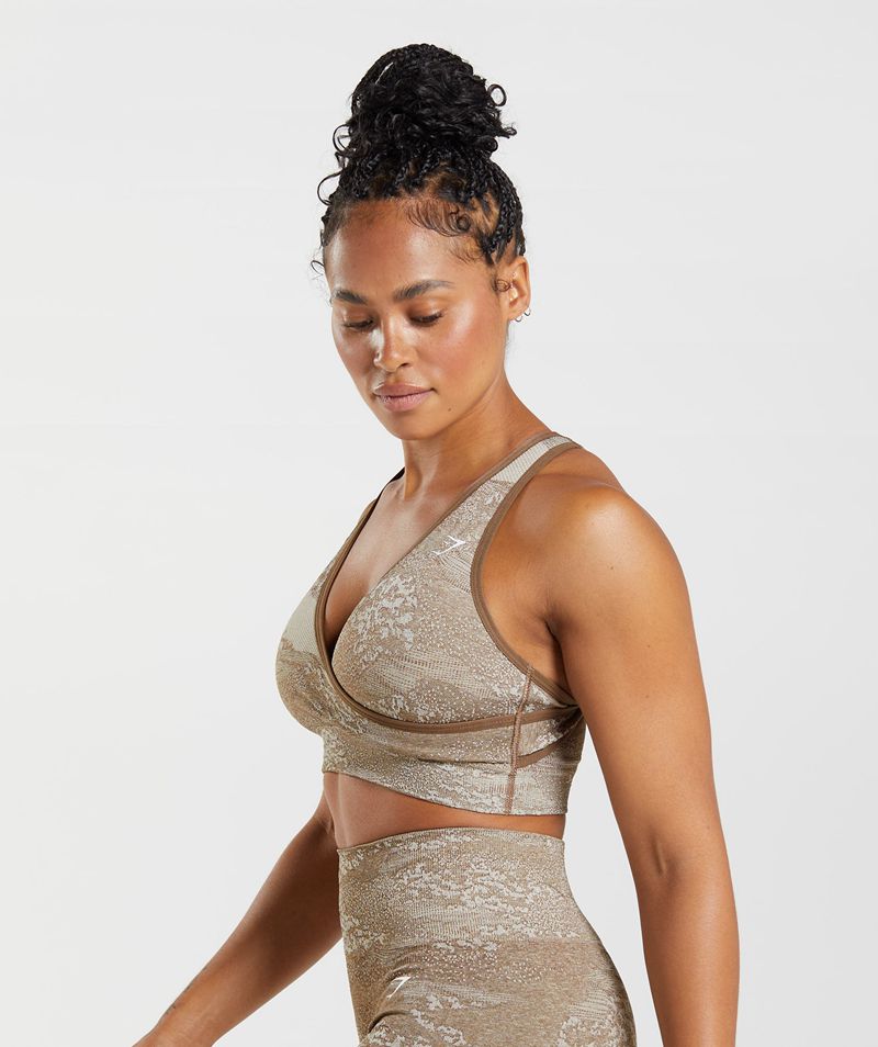 Women's Gymshark Adapt Camo Seamless Sports Bra Grey Brown | USA  7842-QIBKC