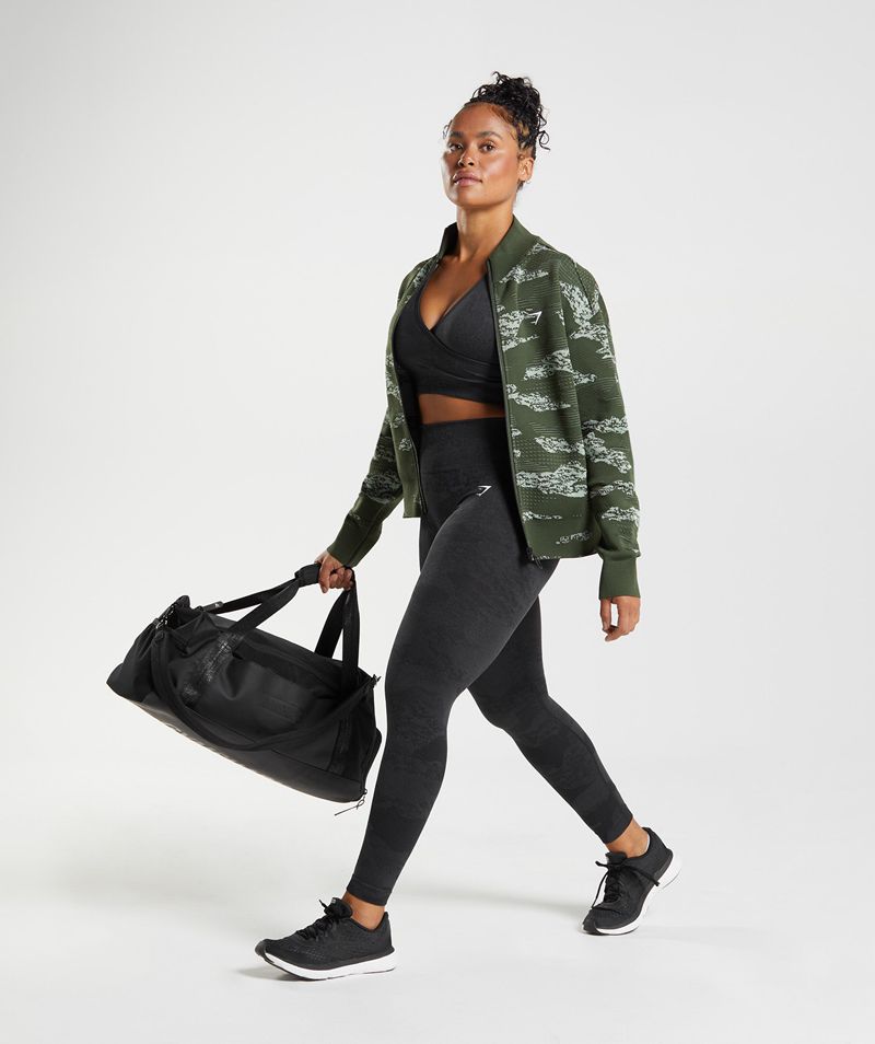 Women's Gymshark Adapt Camo Seamless Track Jackets Olive | USA  2089-QMPOE