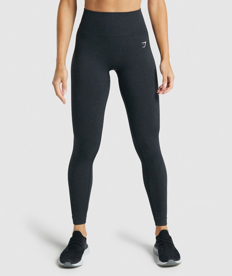 Women\'s Gymshark Adapt Fleck Seamless Leggings Black | USA  2698-LPVSY