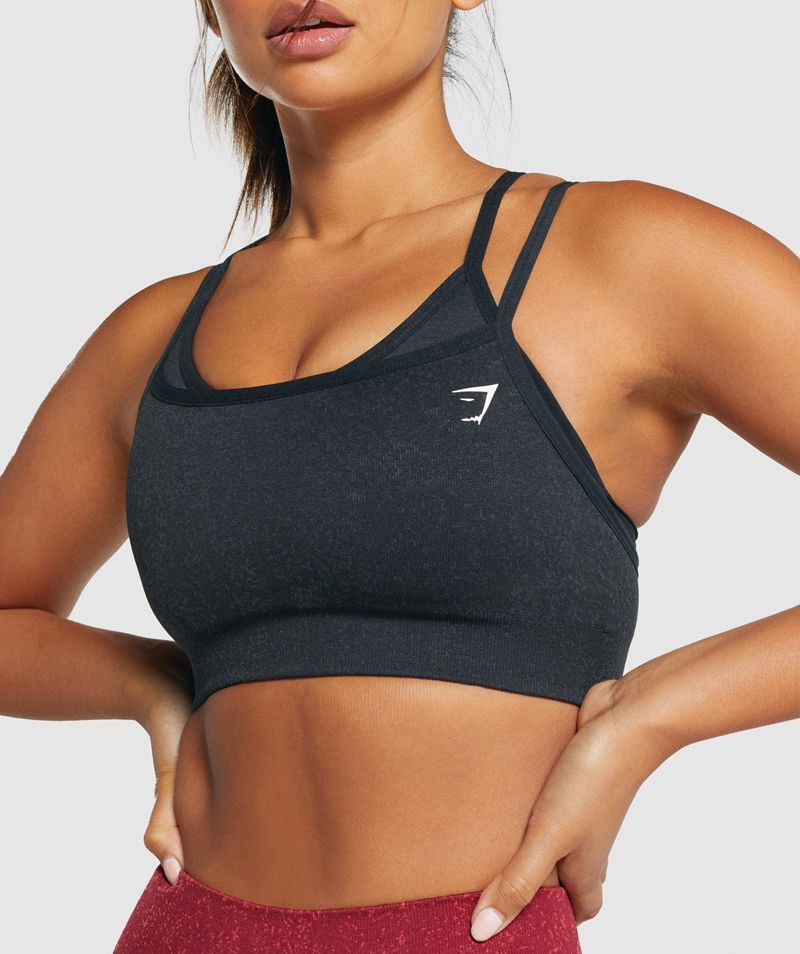 Women's Gymshark Adapt Fleck Seamless Sports Bra Black | USA  2049-XSCPJ