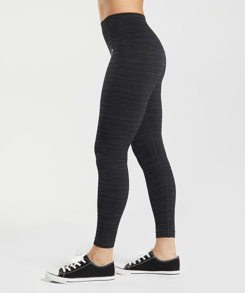 Women's Gymshark Adapt Marl Seamless Leggings Black | USA  7395-WZUAD