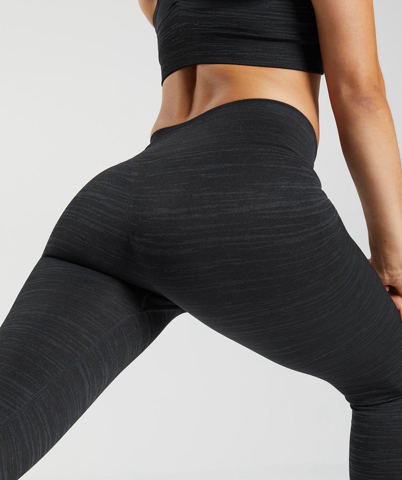 Women's Gymshark Adapt Marl Seamless Leggings Black | USA  7395-WZUAD