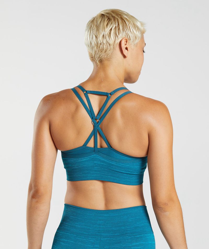 Women's Gymshark Adapt Marl Seamless Sports Bra Blue | USA  2846-DHXMO