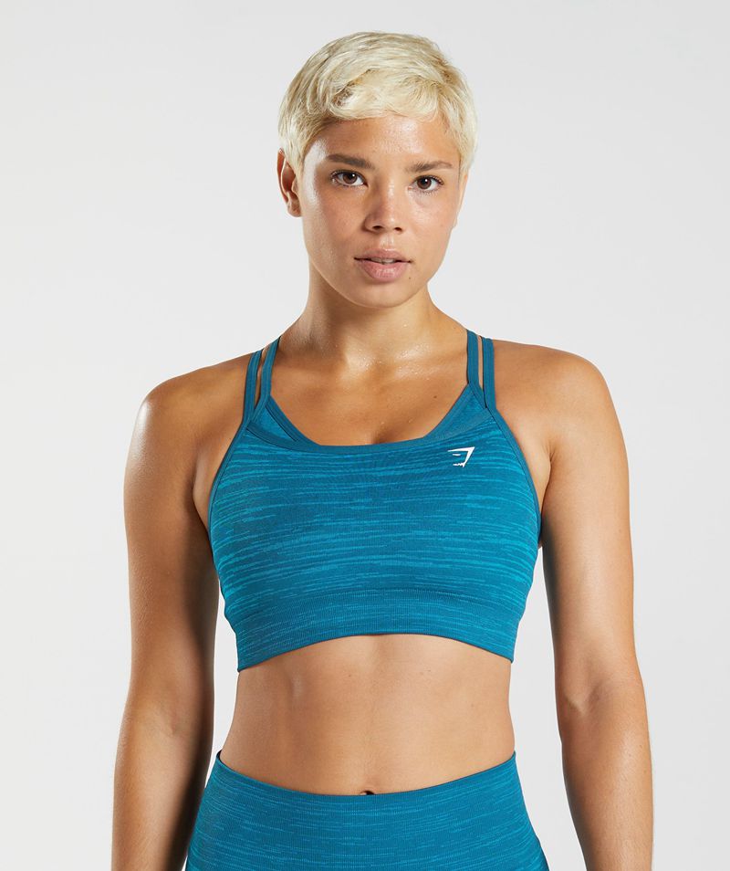 Women\'s Gymshark Adapt Marl Seamless Sports Bra Blue | USA  2846-DHXMO