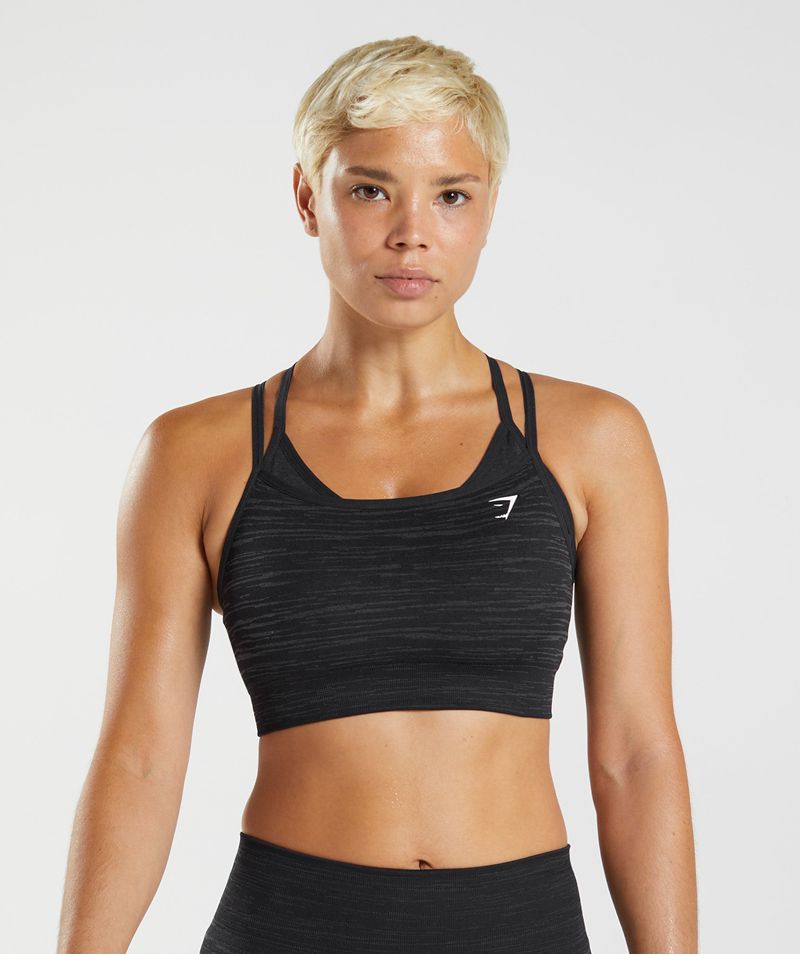 Women\'s Gymshark Adapt Marl Seamless Sports Bra Black | USA  3875-BOJCQ