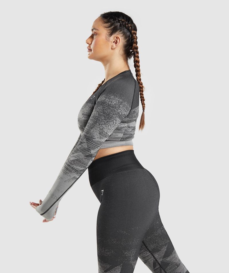 Women's Gymshark Adapt Ombre Crop Tops Black | USA  9865-ENBAP