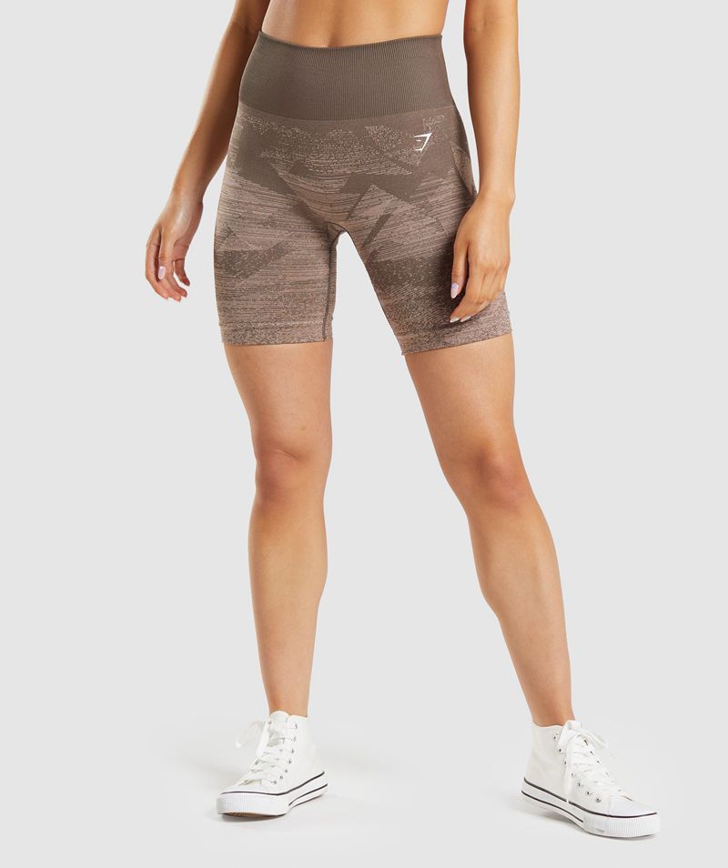 Women\'s Gymshark Adapt Ombre Seamless Shorts Brown | USA  5792-QTHCX