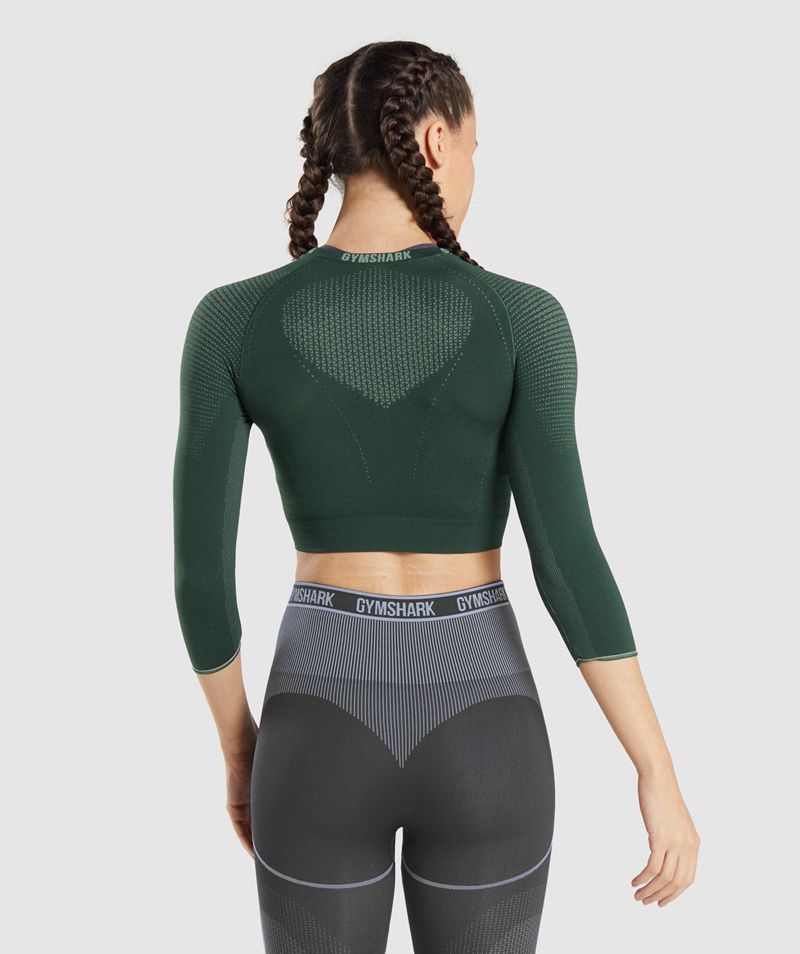 Women's Gymshark Apex Seamless Crop Tops Green | USA  0673-ESGRJ