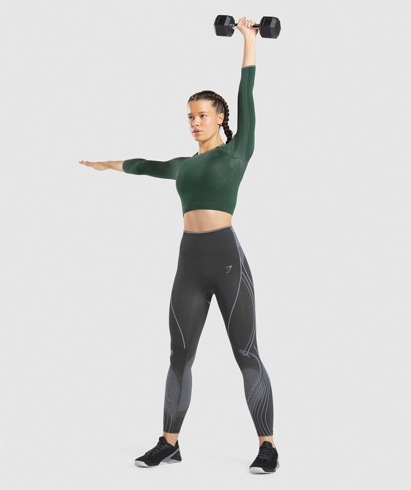 Women's Gymshark Apex Seamless Crop Tops Green | USA  0673-ESGRJ