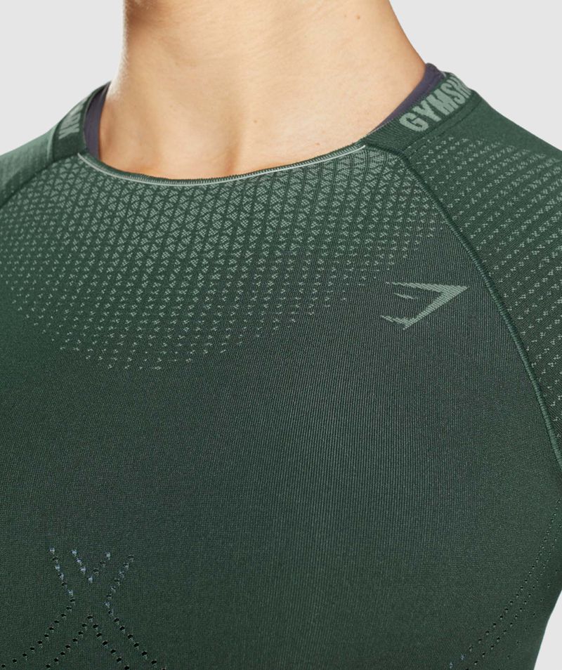 Women's Gymshark Apex Seamless Crop Tops Green | USA  0673-ESGRJ