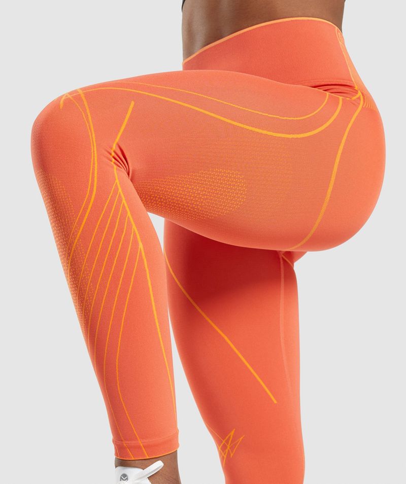 Women's Gymshark Apex Seamless High Rise Leggings Orange | USA  6027-EQZNO