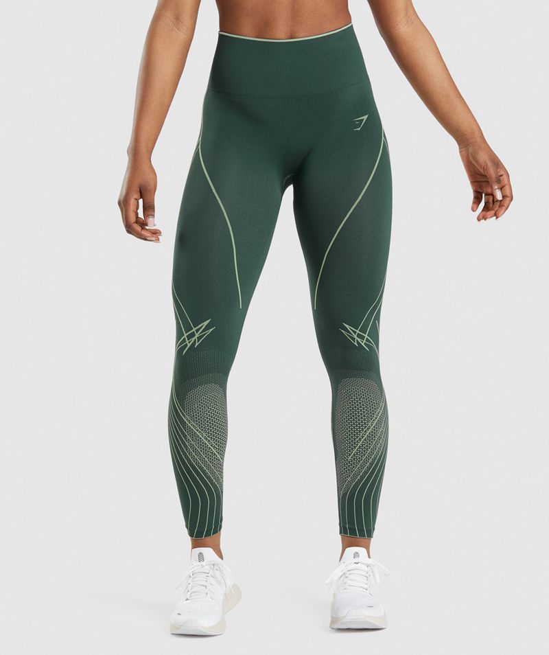 Women\'s Gymshark Apex Seamless High Rise Leggings Green | USA  6184-MKUPA