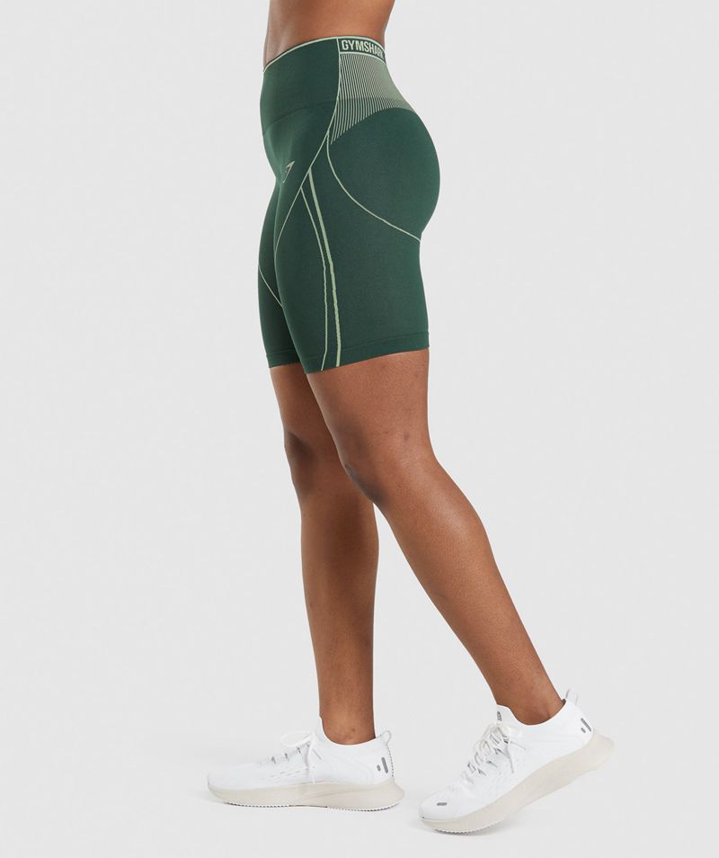 Women's Gymshark Apex Seamless High Rise Shorts Green | USA  6584-NYUPD