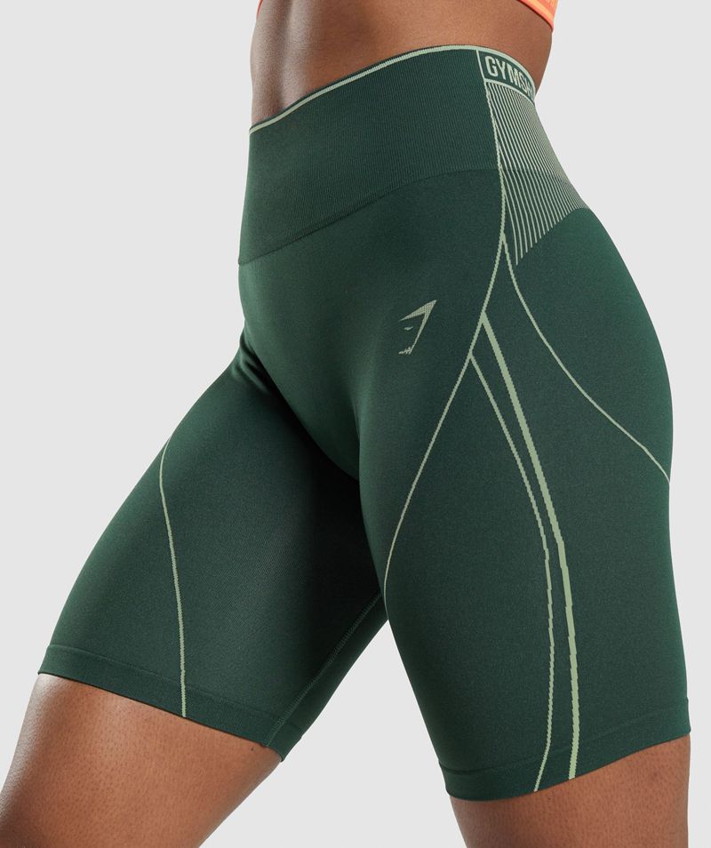 Women's Gymshark Apex Seamless High Rise Shorts Green | USA  6584-NYUPD