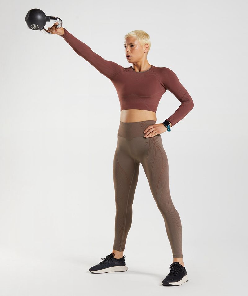 Women's Gymshark Apex Seamless Leggings Brown | USA  0365-IVOMQ