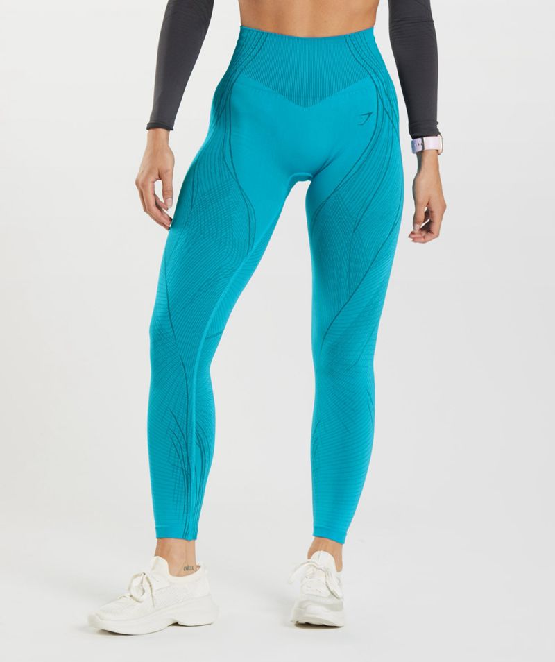 Women\'s Gymshark Apex Seamless Leggings Blue | USA  0958-IPLRE