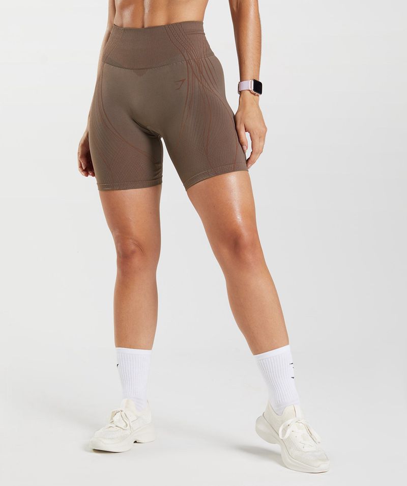 Women\'s Gymshark Apex Seamless Shorts Brown | USA  1395-GAOQB