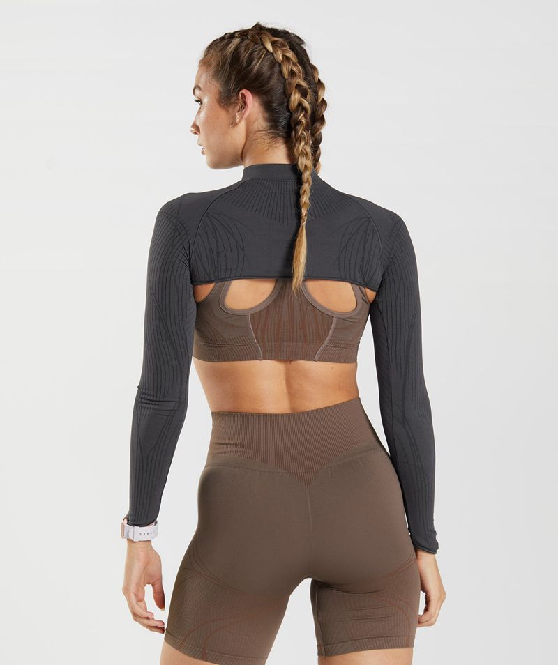 Women's Gymshark Apex Seamless Shrug Tops Grey | USA  3027-EWYJL