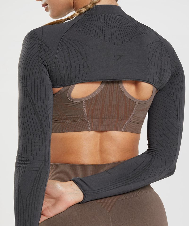 Women's Gymshark Apex Seamless Shrug Tops Grey | USA  3027-EWYJL