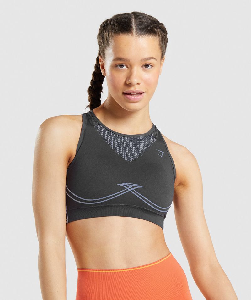 Women\'s Gymshark Apex Seamless Sports Bra Grey | USA  1842-GVBHX