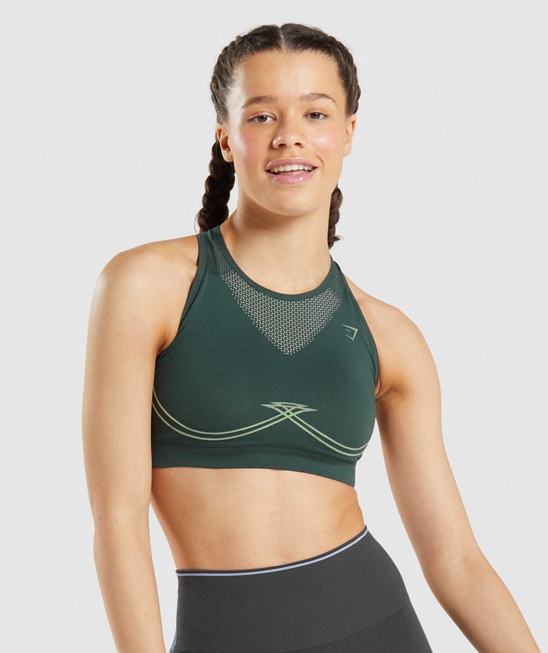 Women\'s Gymshark Apex Seamless Sports Bra Green | USA  2539-DPEVT