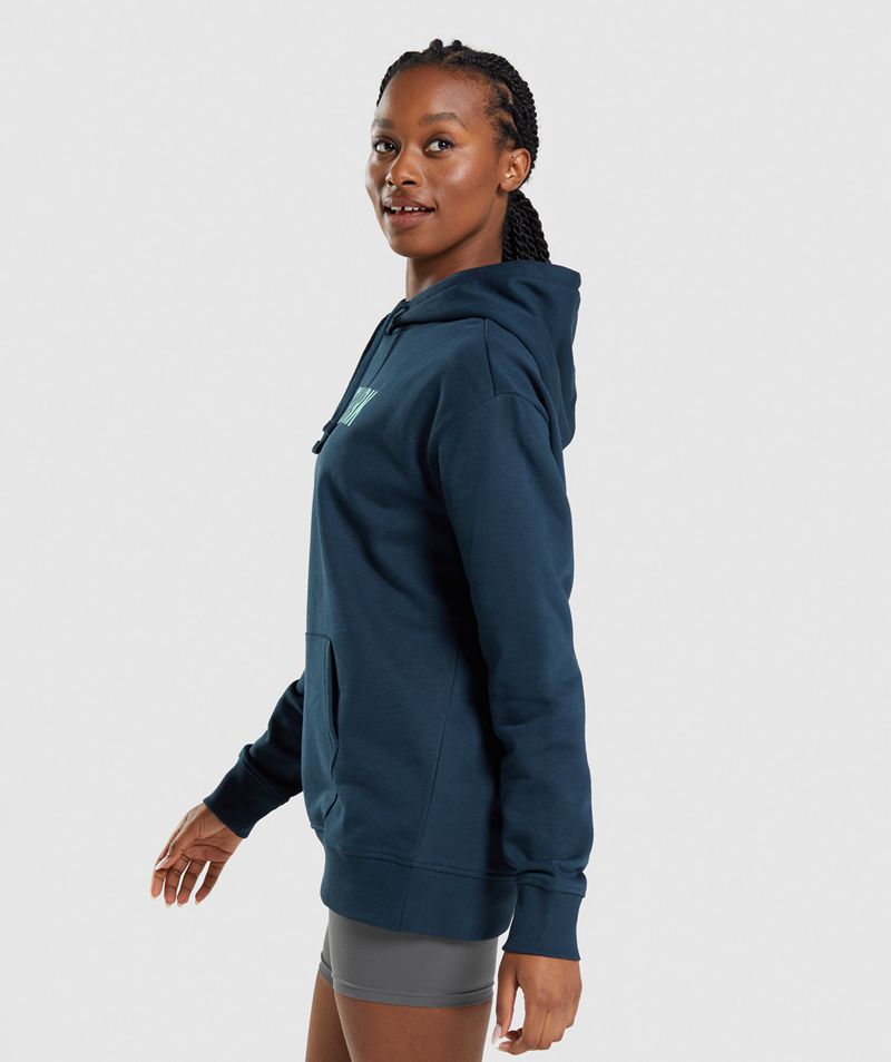 Women's Gymshark Apollo Oversized Hoodie Navy | USA  5920-WCURD