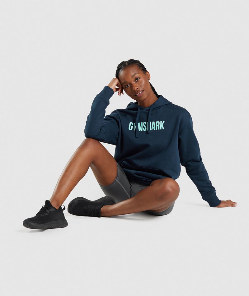 Women's Gymshark Apollo Oversized Hoodie Navy | USA  5920-WCURD