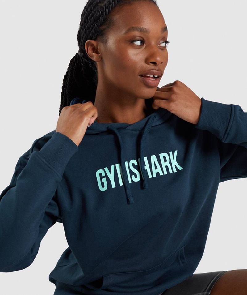 Women's Gymshark Apollo Oversized Hoodie Navy | USA  5920-WCURD