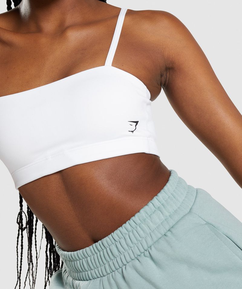 Women's Gymshark Bandeau Sports Bra White | USA  0142-VXWZJ