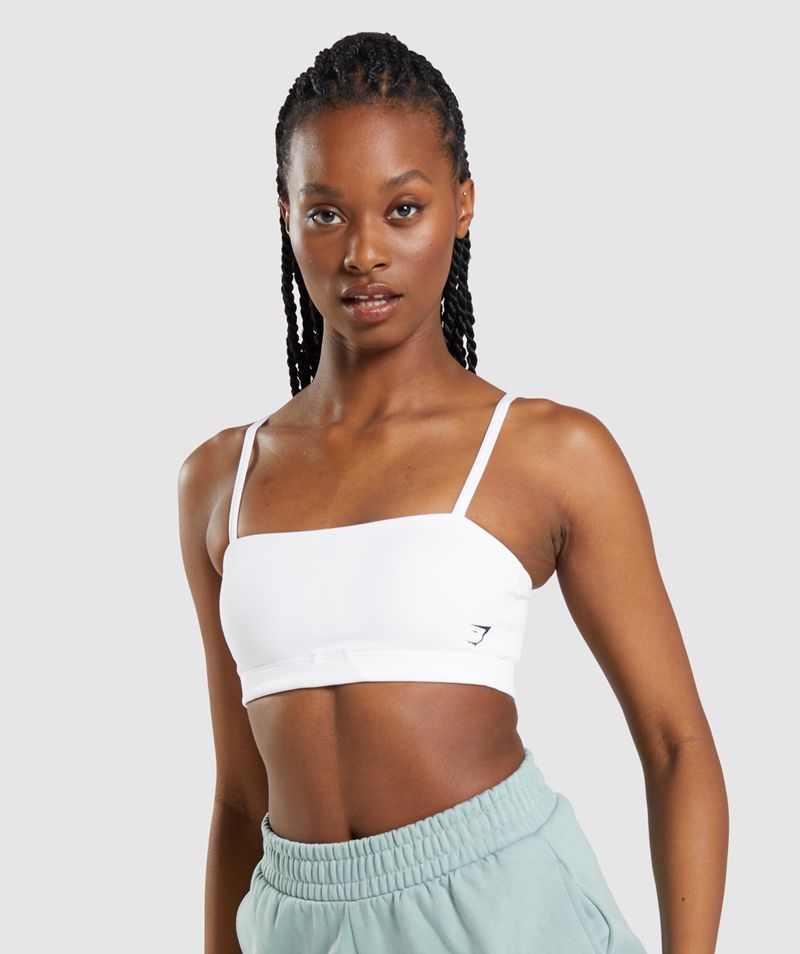 Women\'s Gymshark Bandeau Sports Bra White | USA  0142-VXWZJ