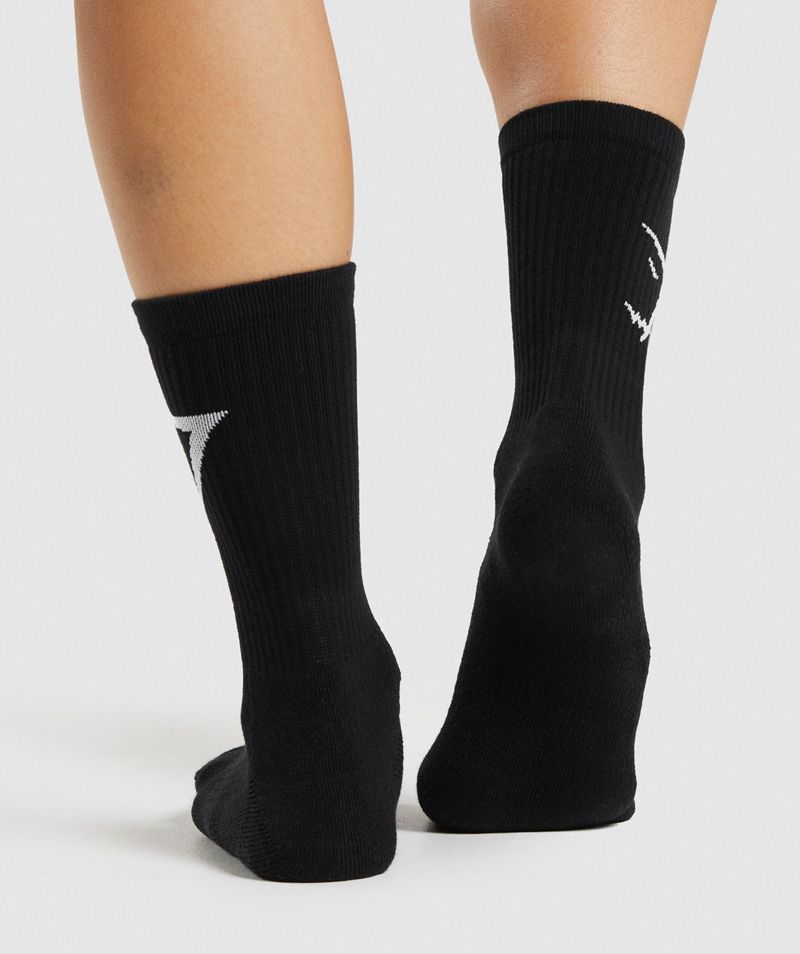 Women's Gymshark Crew 3pk Socks Black | USA  7480-FEYVO