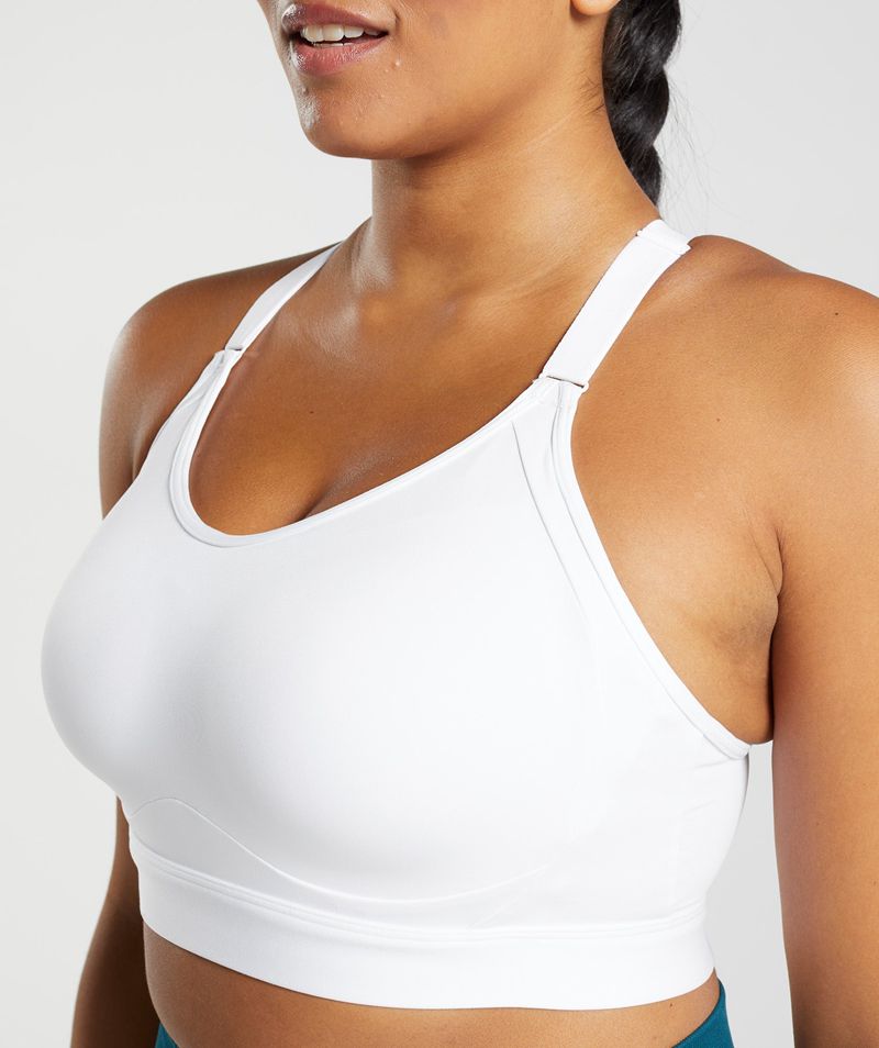 Women's Gymshark Cut Out Back High Support Sports Bra White | USA  4192-TKWXC