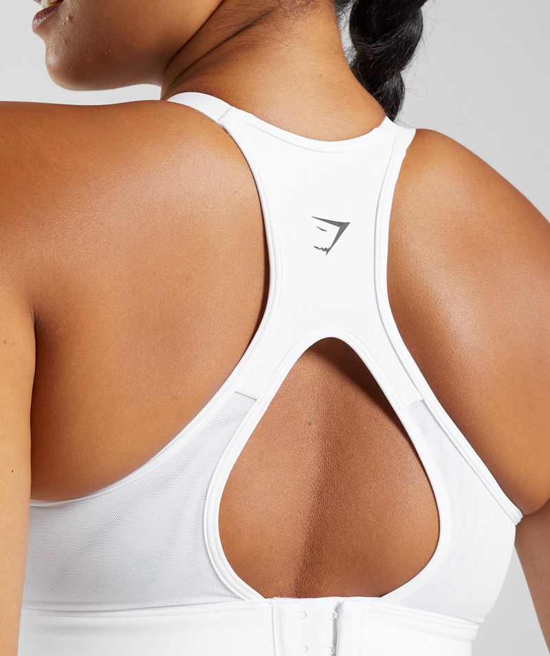 Women's Gymshark Cut Out Back High Support Sports Bra White | USA  4192-TKWXC