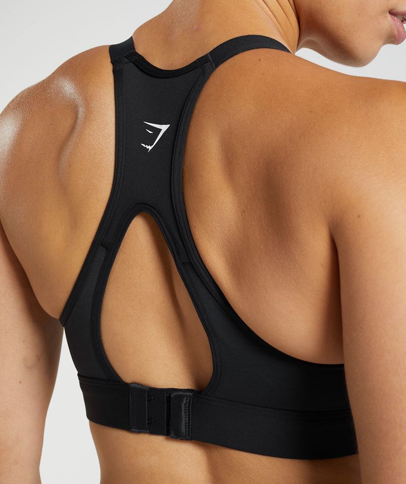 Women's Gymshark Cut Out Back High Support Sports Bra Black | USA  7362-LMQEN