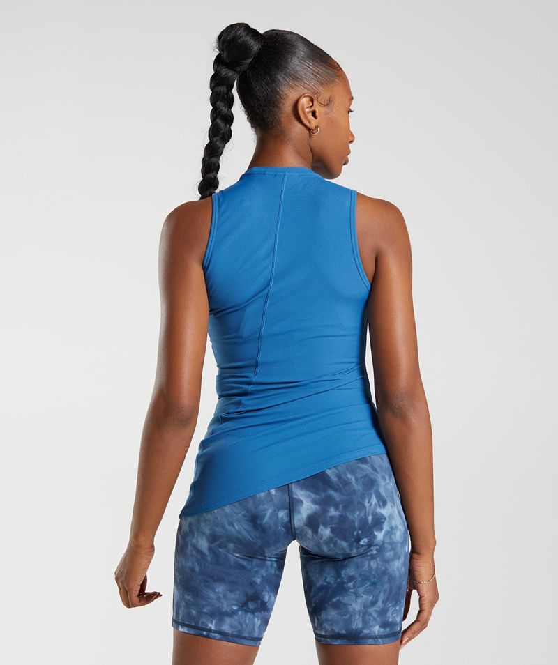 Women's Gymshark Elevate Asymmetric Tank Tops Blue | USA  0831-DSIZQ