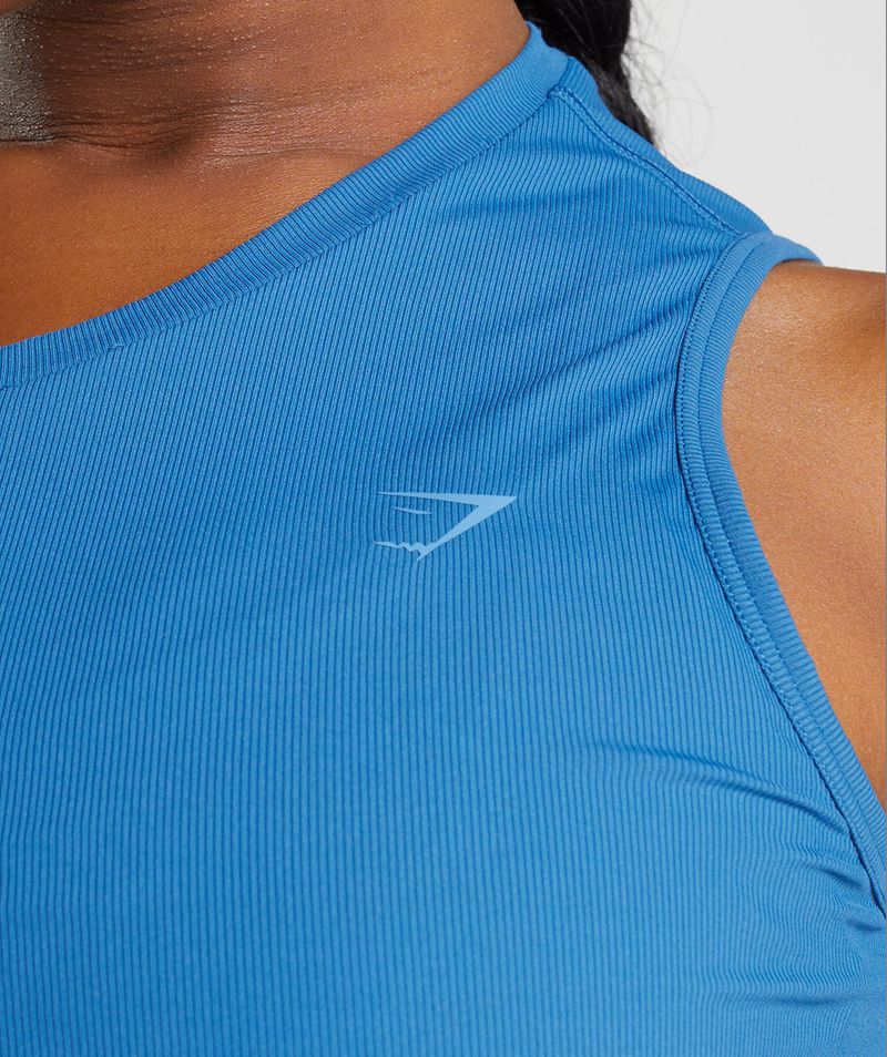 Women's Gymshark Elevate Asymmetric Tank Tops Blue | USA  0831-DSIZQ