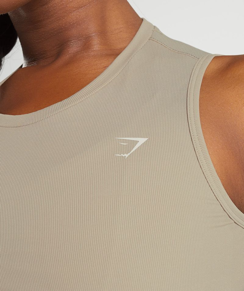 Women's Gymshark Elevate Asymmetric Tank Tops Beige | USA  9031-DUVCJ