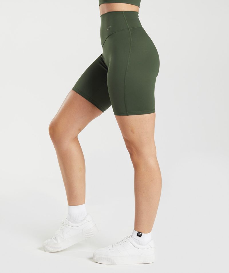 Women's Gymshark Elevate Cycling Shorts Olive | USA  1573-LHJWX